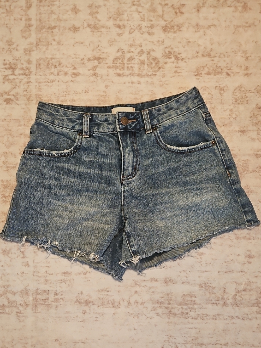 BDG High Rise A-Line Denim Shorts in Light Blue